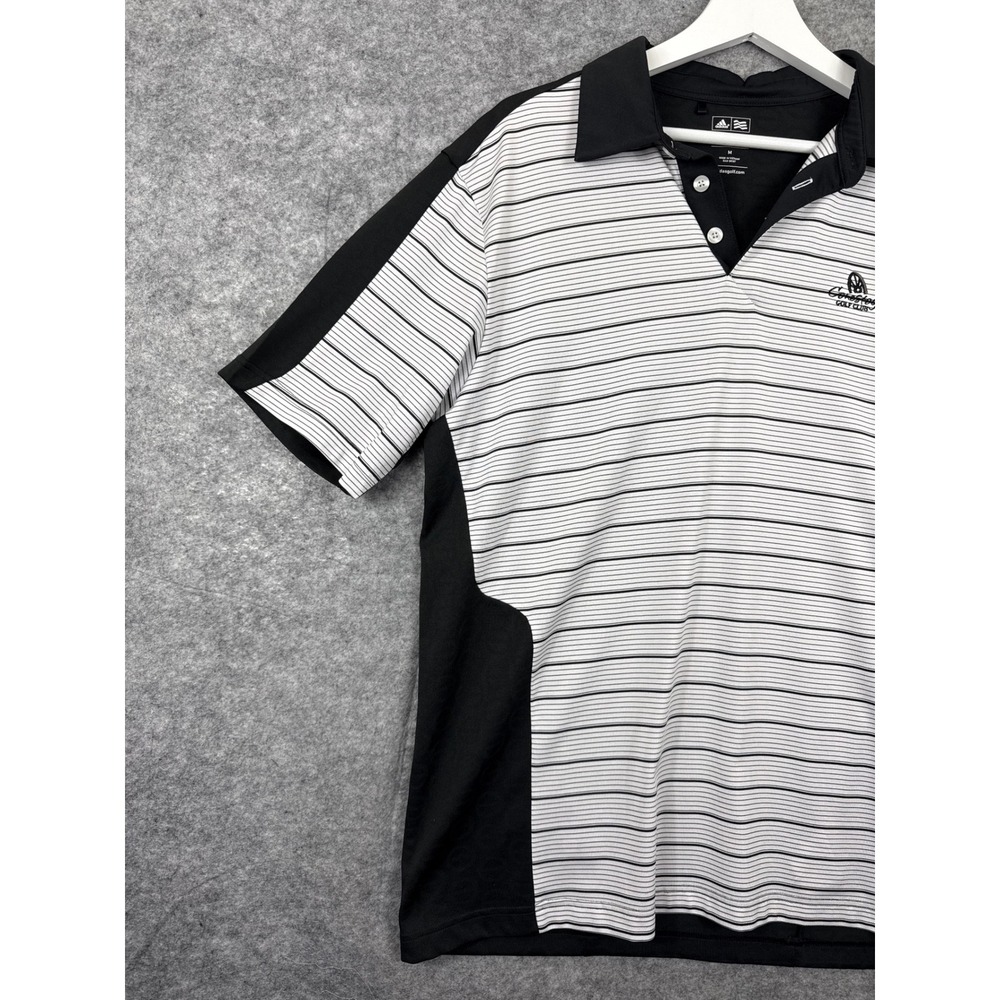 Adidas Golf ClimaCool Mens Medium Black White Striped Polo Shirt Conestoga Club - Picture 3 of 9